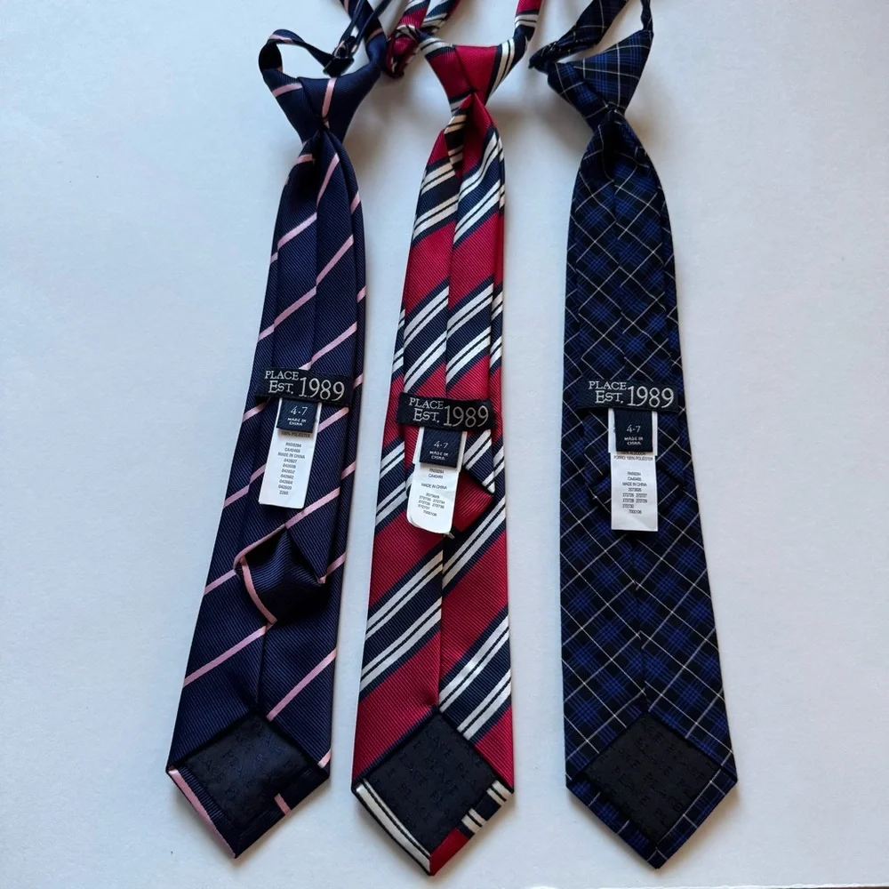 The Children’s Place Boy’s adjustable pre-tied neckties. 3 ties. Size: 4-7